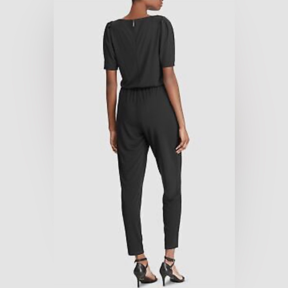 RALPH LAUREN Womens Black Short Sleeve Jewel Neck Skinny Jumpsuit S - Picture 2 of 10